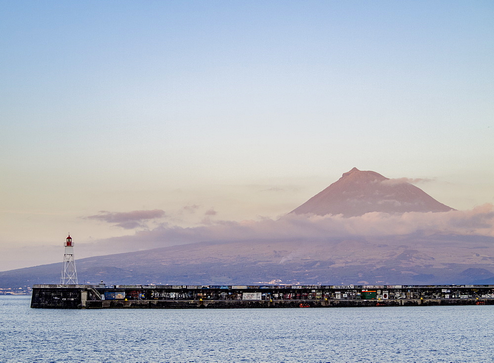 View towards the Pico Mountain, Faial Island, Azores, Portugal, Atlantic, Europe