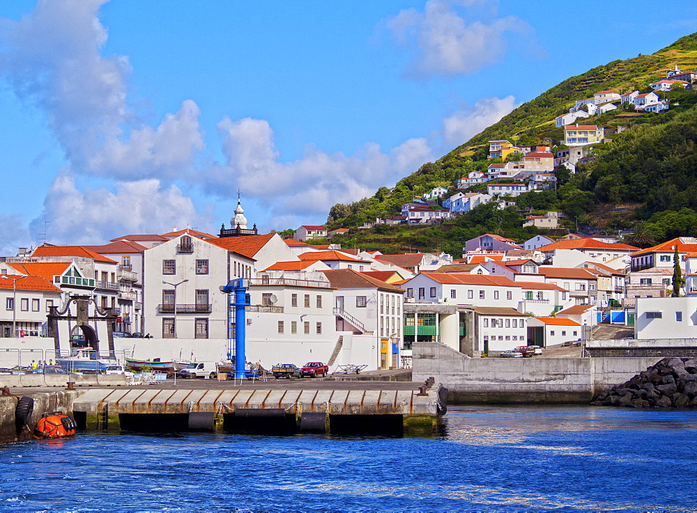 Velas seen from the ocean, Sao Jorge Island, Azores, Portugal, Atlantic, Europe