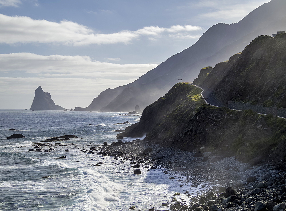 View towards the Roques de Anaga, Anaga Rural Park, Tenerife Island, Canary Islands, Spain, Atlantic, Europe