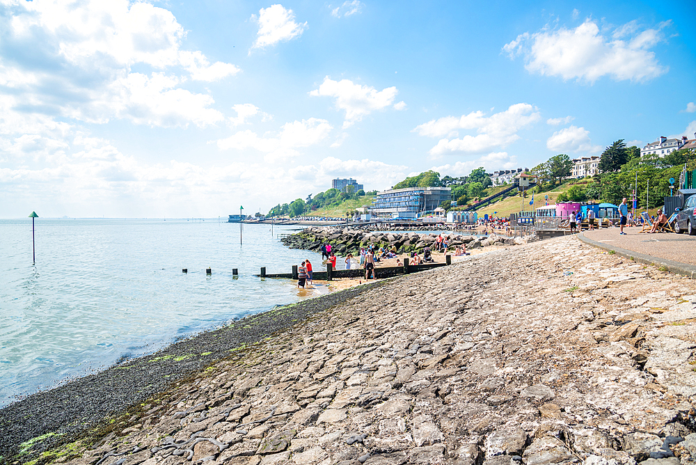 Three Shells Lagoon and view towards Chalkwell, Southend on Sea, Essex, England, United Kingdom, Europe