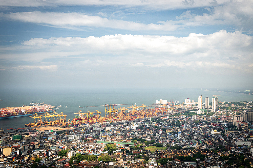 January 2025, Colombo, Sri Lanka. Views over Colombo Port from the Lotus Tower