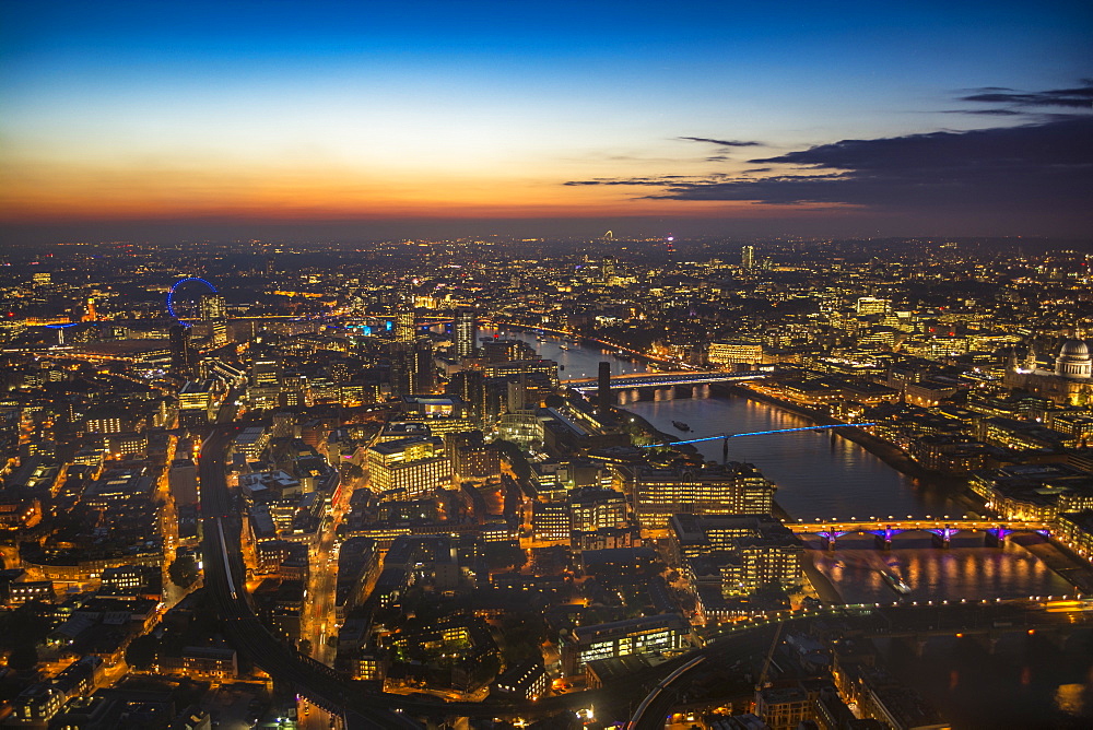 Sunset view over London, from The Shard, London, England, United Kingdom, Europe