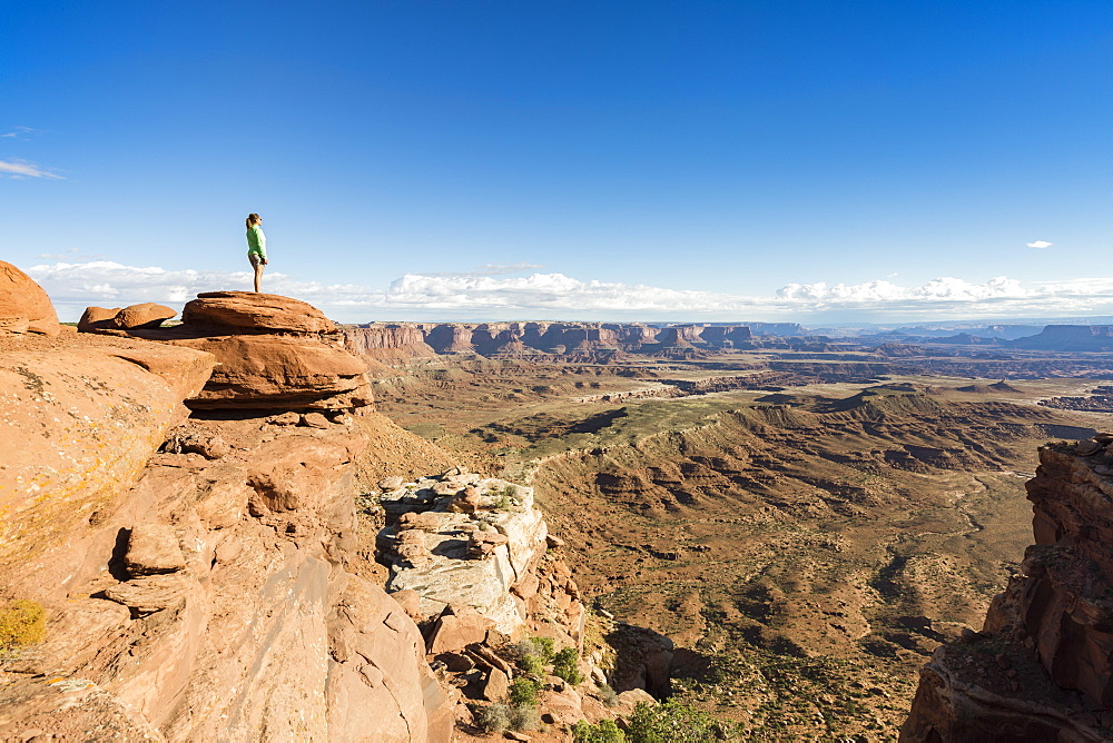 Woman admiring the landscape, Canyonlands National Park, Moab, Utah, United States of America, North America