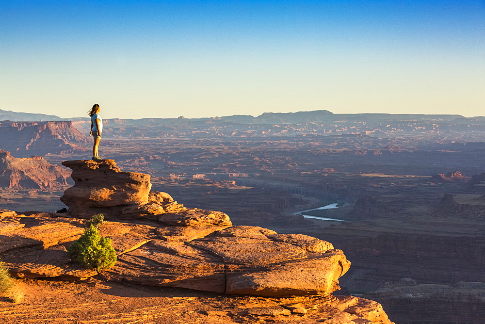 Girl admiring the landscape, Dead Horse Point State Park, Moab, Utah, United States of America, North America