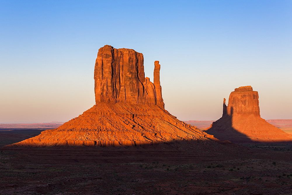 Monument Valley at sunset, Navajo Tribal Park, Arizona, United States of America, North America