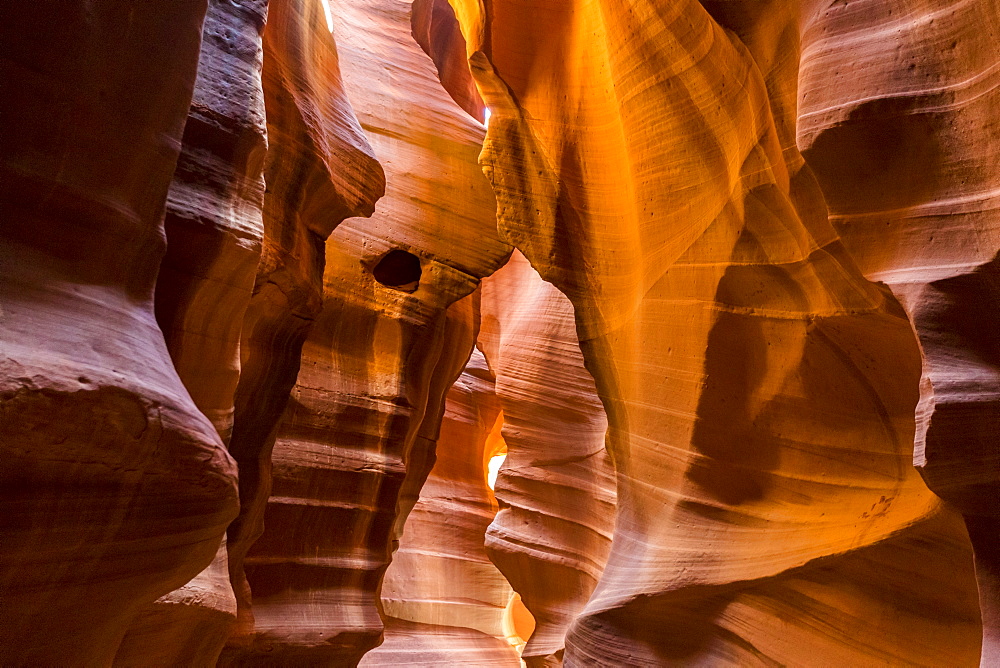 Lights and shadows in Upper Antelope Canyon, Navajo Tribal Park, Arizona, United States of America, North America