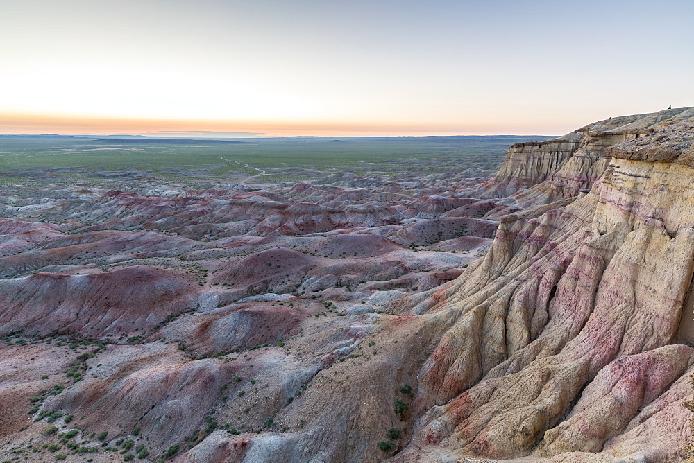 White Stupa sedimentary rock formations at dusk, Ulziit, Middle Gobi province, Mongolia, Central Asia, Asia