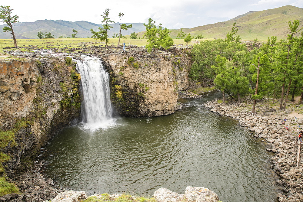 Red waterfall, Orkhon valley, South Hangay province, Mongolia, Central Asia, Asia