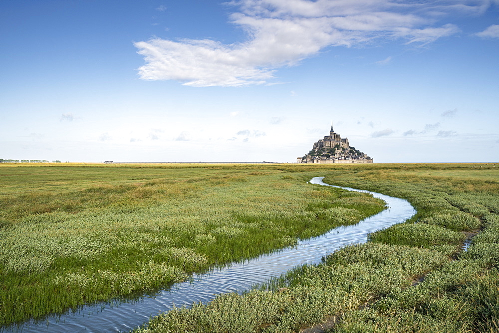 Curves drawn by the tide, Mont-Saint-Michel, Normandy, France, Europe