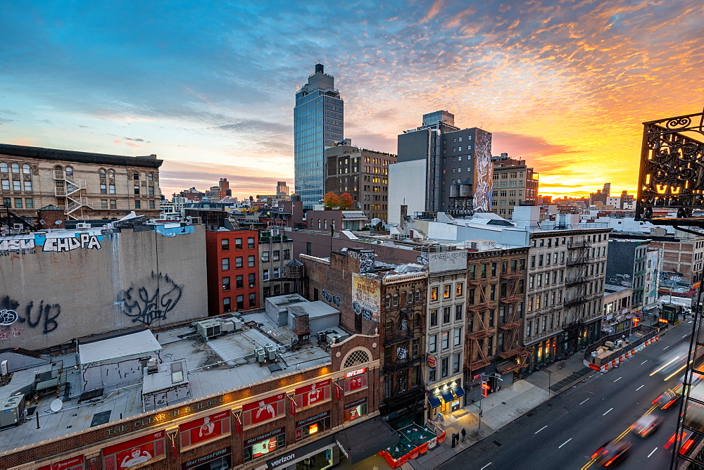 Sunrise over the Soho district of New York City, New York, United States of America, North America