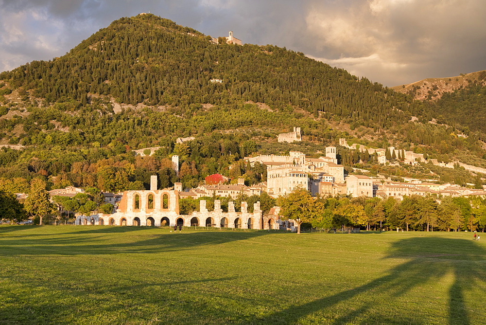 Sunset in autumn, Gubbio, Umbria, Italy, Europe