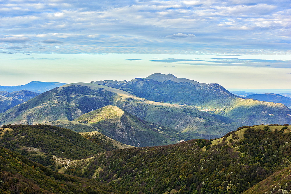 Mount Strega in autumn, Monte Cucco Park, Apennines, Umbria, Italy, Europe