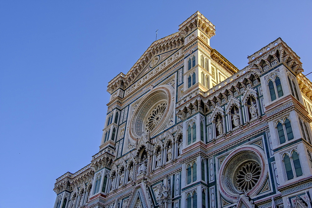 Santa Maria del Fiore cathedral at sunrise, UNESCO World Heritage Site, Florence, Tuscany, Italy, Europe