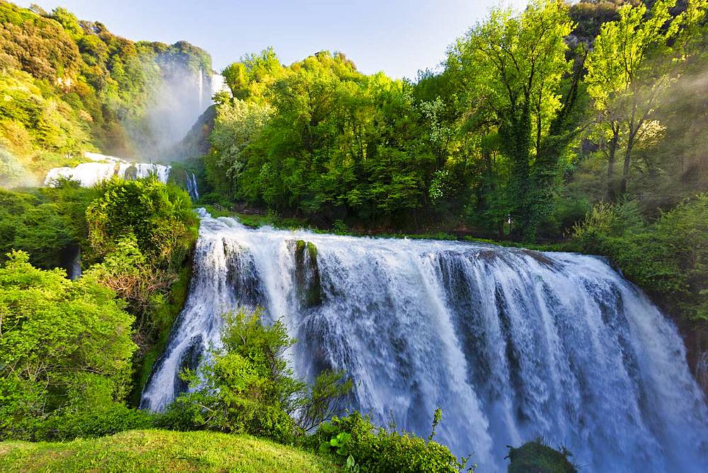 Marmore Waterfalls in spring, Marmore Waterfalls Park, Terni, Umbria, Italy, Europe