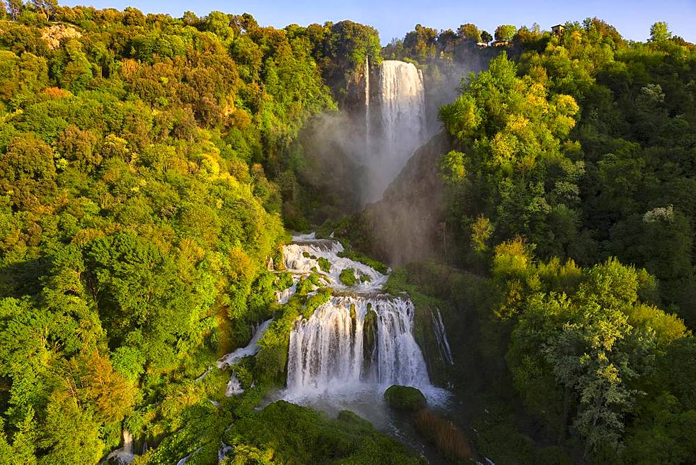 Marmore Waterfalls in spring, Marmore Waterfalls Park, Terni, Umbria, Italy, Europe