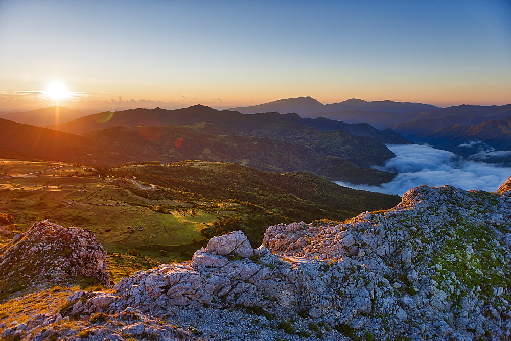 Sunrise on Sibillini mountains, Sibillini National Park, Umbria, Italy, Europe