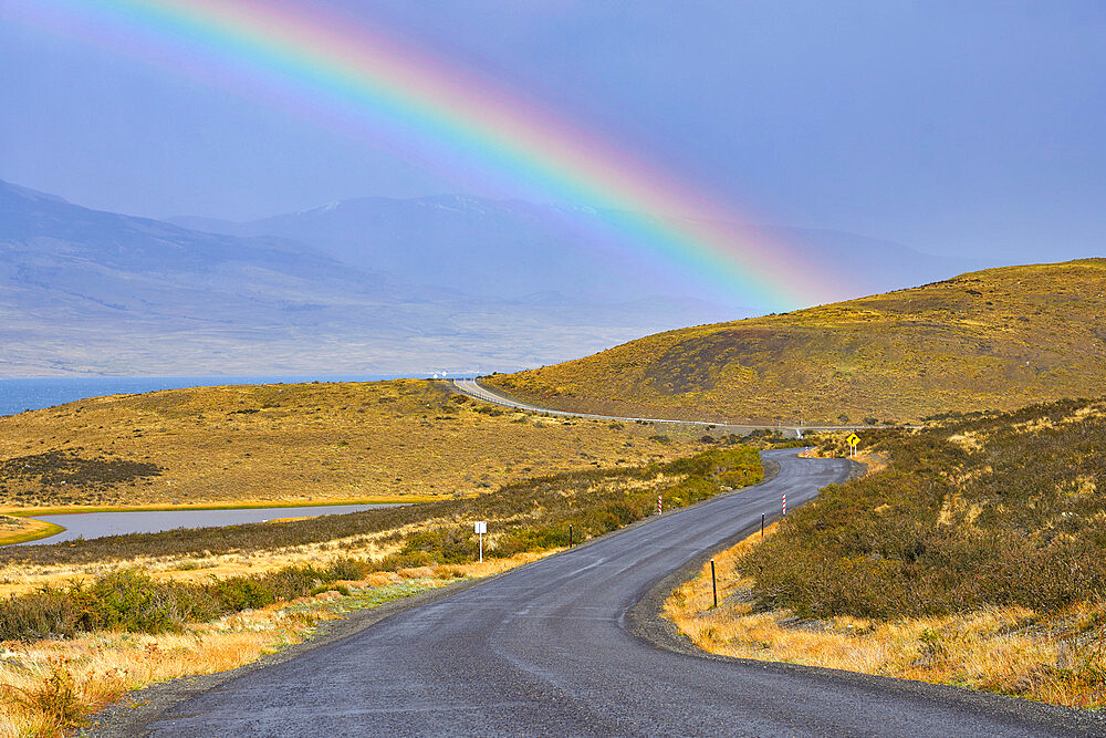 Rainbow, Torres del Paine National Park, Ultima Esperanza Province, Magallanes and Chilean Antactica Region, Patagonia, Chile, South America