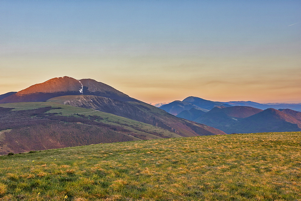 Mount Petrano, sunset on Apennines, Marche, Italy, Europe