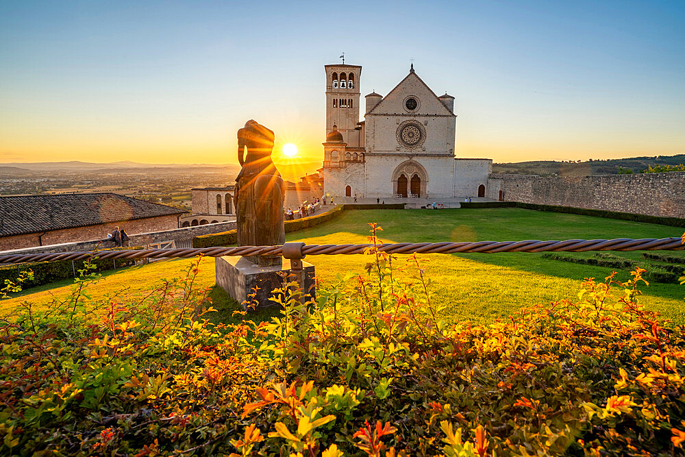 St. Francis Cathedral at sunset, UNESCO World Heritage Site, Assisi, Umbria, Italy, Europe