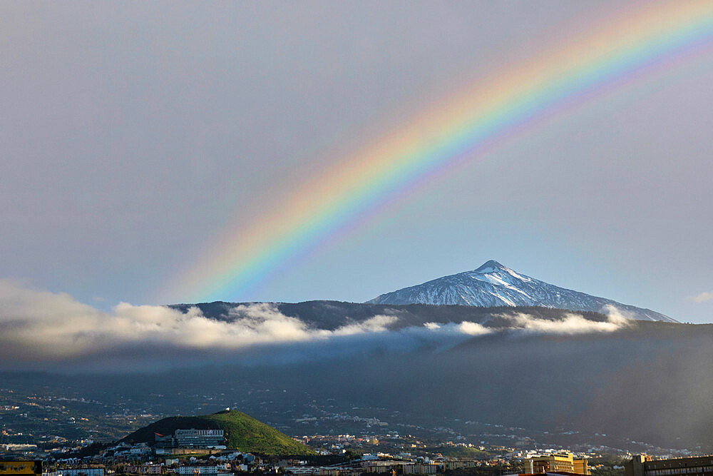 Mount Teide after a storm, Puerto de la Cruz, Tenerife, Canary Islands, Spain, Atlantic, Europe