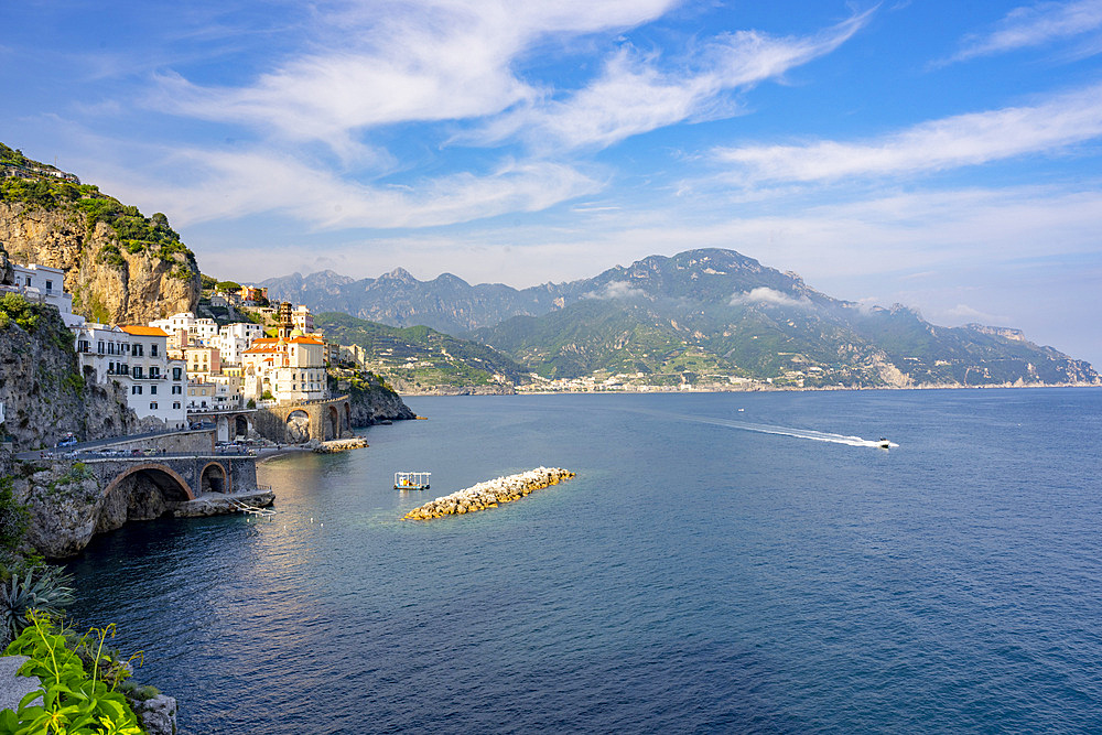 View of the town in Spring, Atrani, Amalfi Coast (Costiera Amalfitana), UNESCO World Heritage Site, Campania, Italy, Europe