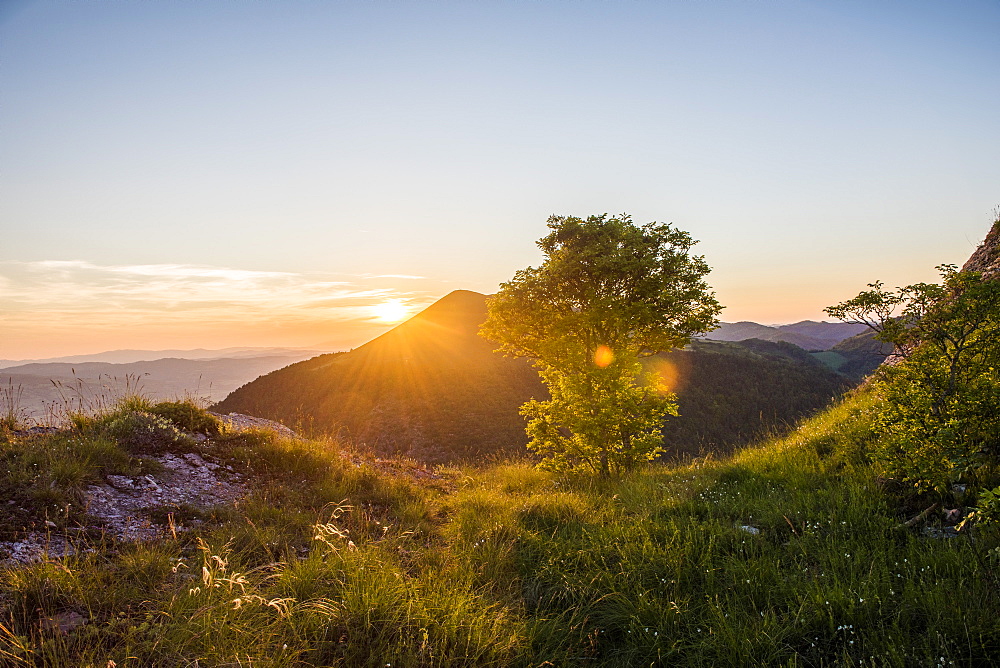 Sunset in spring, Gubbio, Umbria, Italy, Europe