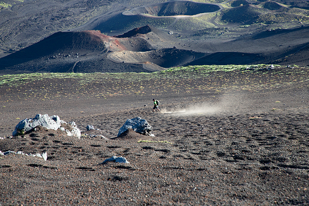Landscape of Etna volcano, Sicily, Italy. Deserted martian-like surface. Beautiful Travel photography