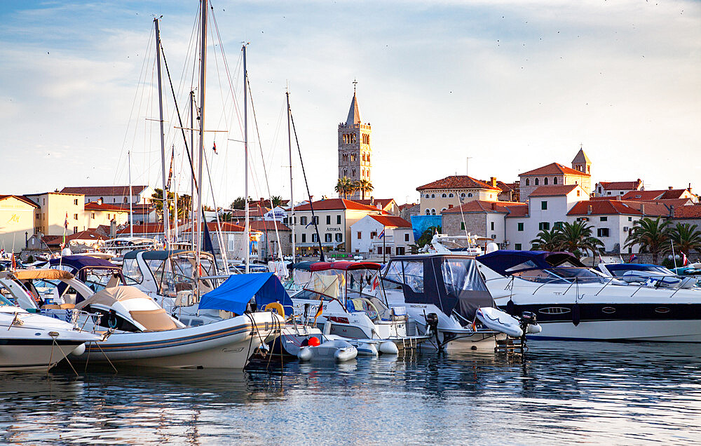 Overview on the port of city of Rab, Croatia, Europe