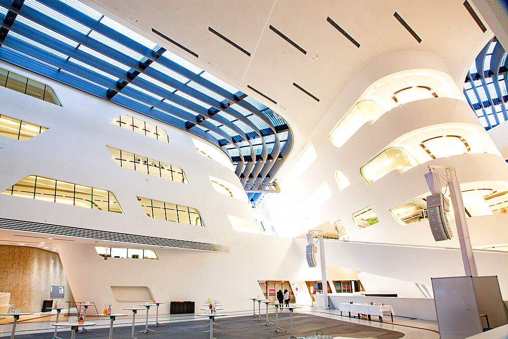 Library and Learning Center by architect Zaha Hadid, Vienna University of Economics and Business (Wirtschaftsuniversitat Wien), Vienna, Austria, Europe