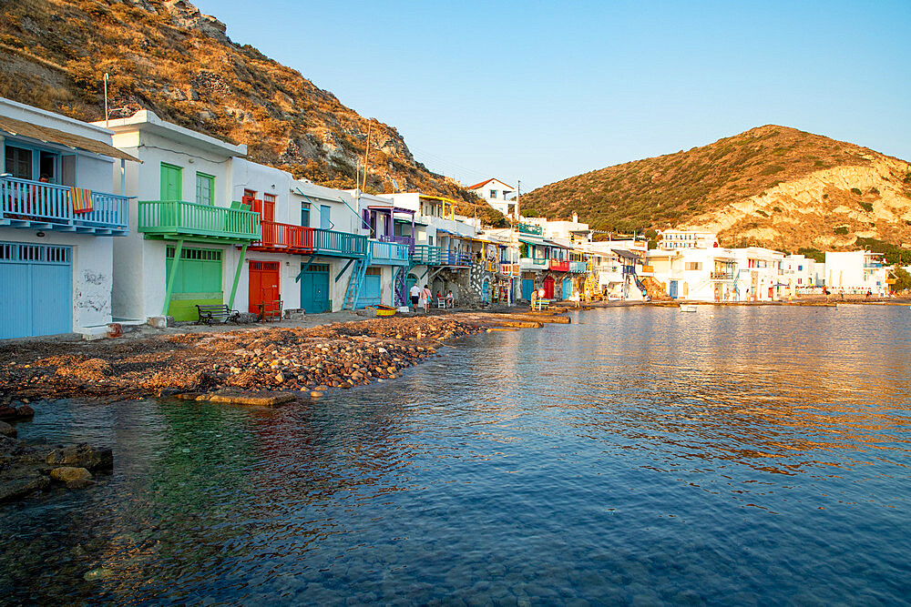 Picturesque colorful village of Klima, Milos island, Cyclades, Greek Islands, Greece, Europe