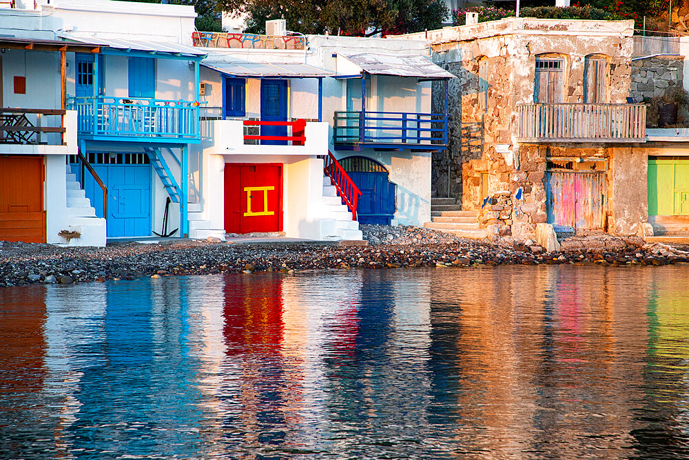 Picturesque colorful village of Klima, Milos island, Cyclades, Greek Islands, Greece, Europe