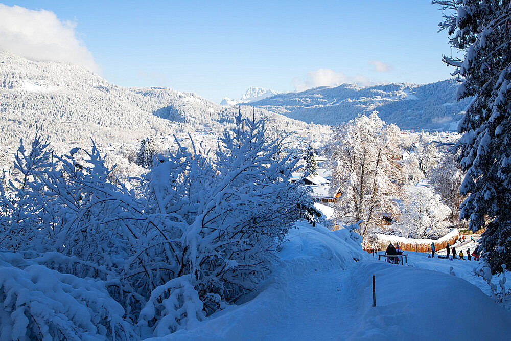 Wintertime with big snow in the Bavarian Alps, Garmish-Partenkirchen, Germany, Europe