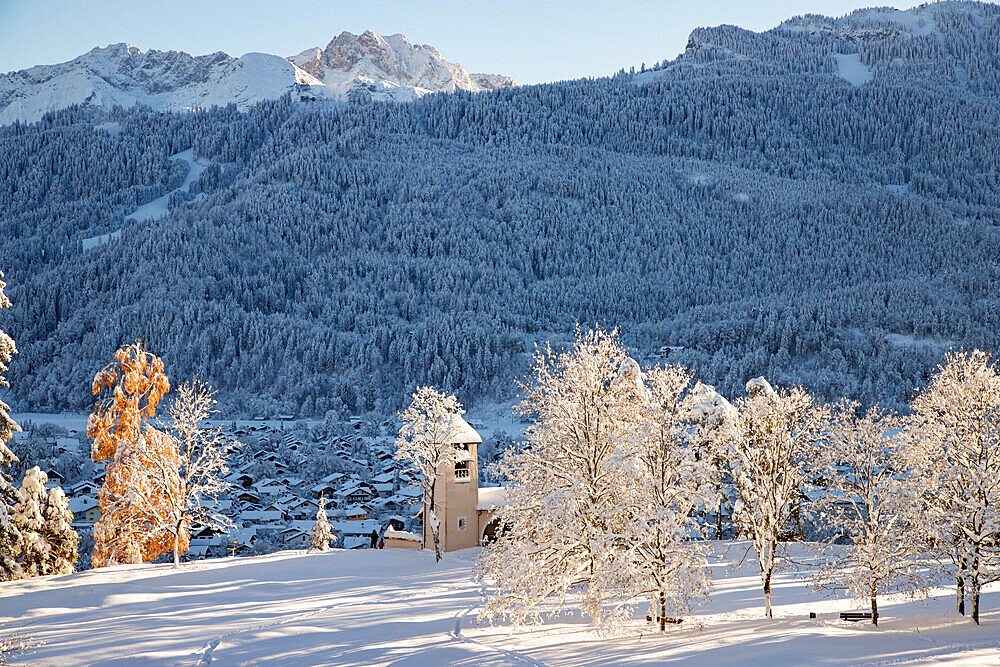 Wintertime with big snow in the Bavarian Alps, Garmish-Partenkirchen, Germany, Europe