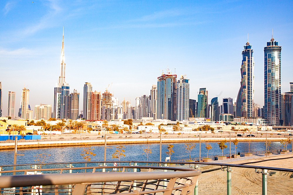 Dubai Downtown skyscrapers and Burj Khalifa, Dubai, United Arab Emirates, Middle East