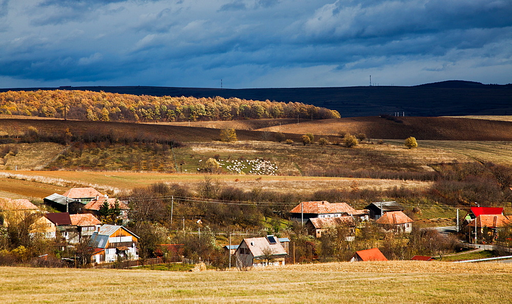 Savadisla Transylvanian village in autumn, Romania, Europe