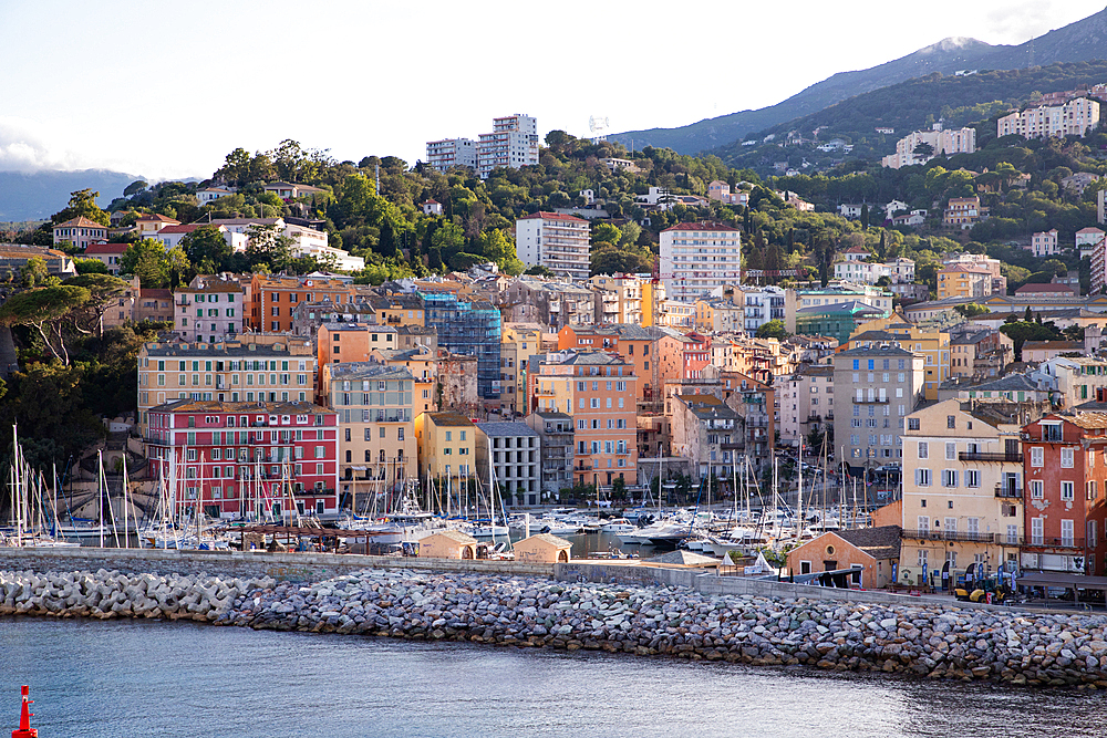 Panoramic summer cityscape of Bastia, Corsica island, France