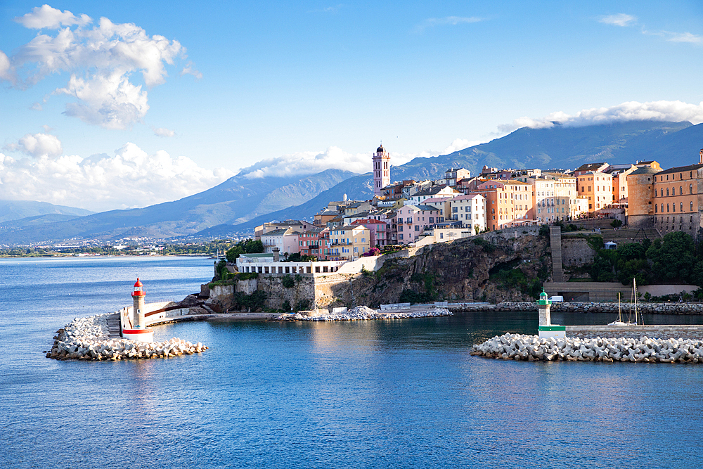 Panoramic summer cityscape of Bastia, Island of Corsica, France