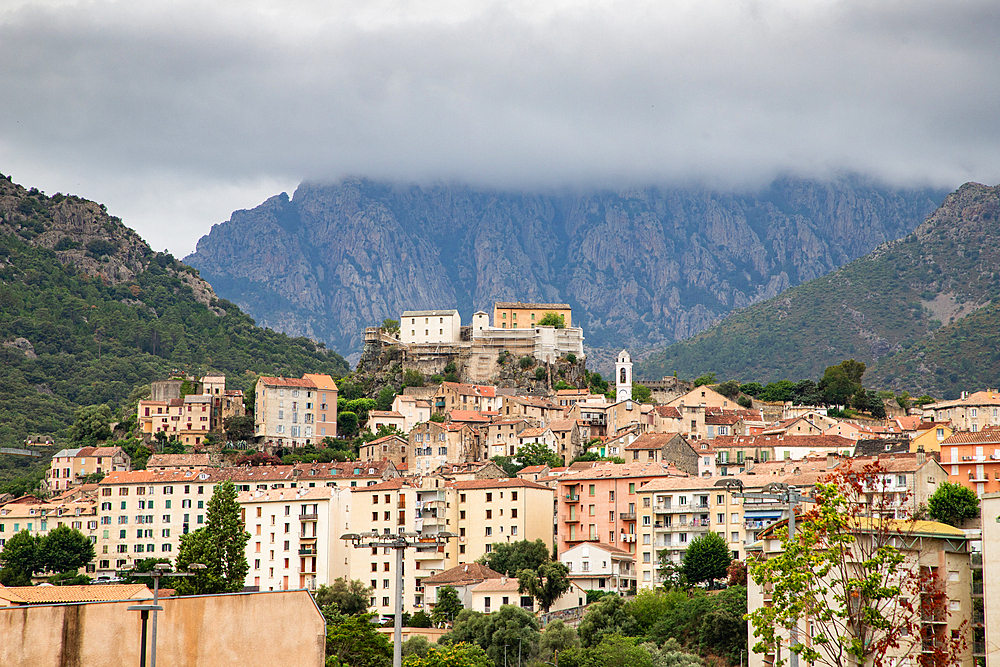 The little town of Corte on a summer morning, Island of Corsica, France