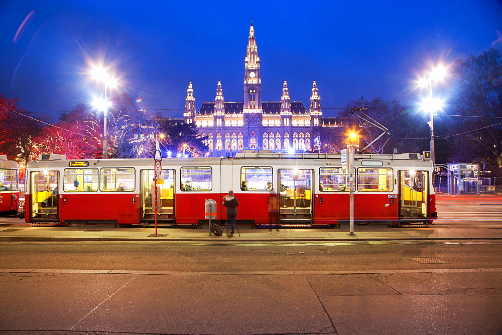 Rathaus Vienna at night, Vienna, Austria, Europe