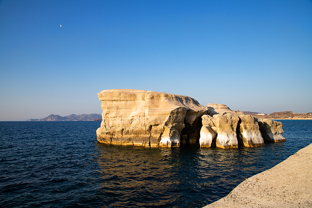 White chalk cliffs in Sarakiniko, Milos island, Cyclades, Greek Islands, Greece