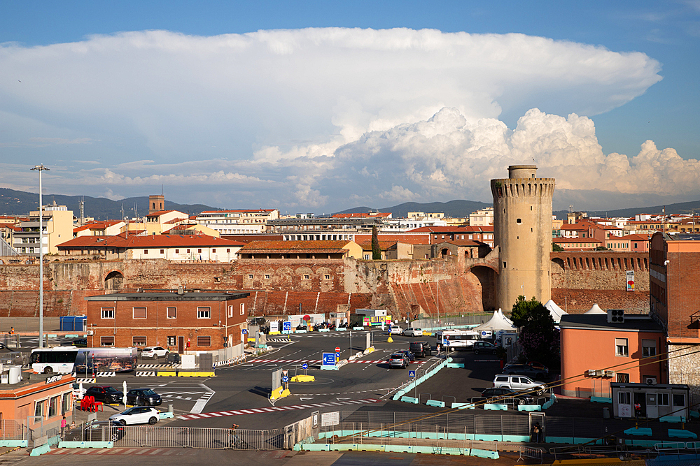 Livorno (Leghorn) port on sunny day, Livorno (Leghorn), Tuscany,  Italy