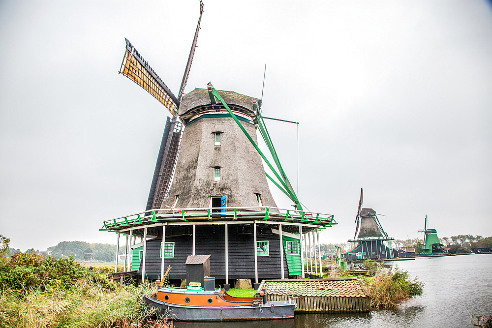 real working windmills in the suburbs of Amsterdam, the Netherlands