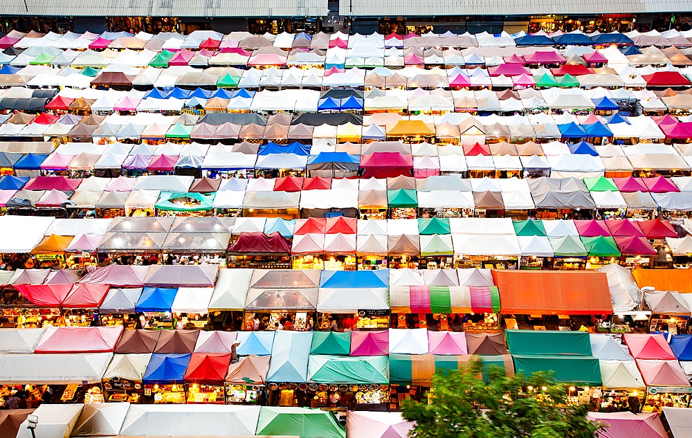 colorful Night Train Market Ratchada, Bangkok, Thailand