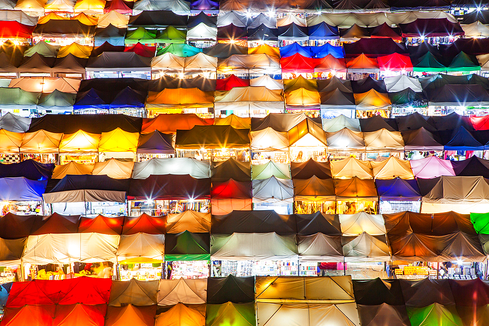 colorful Night Train Market Ratchada, Bangkok, Thailand