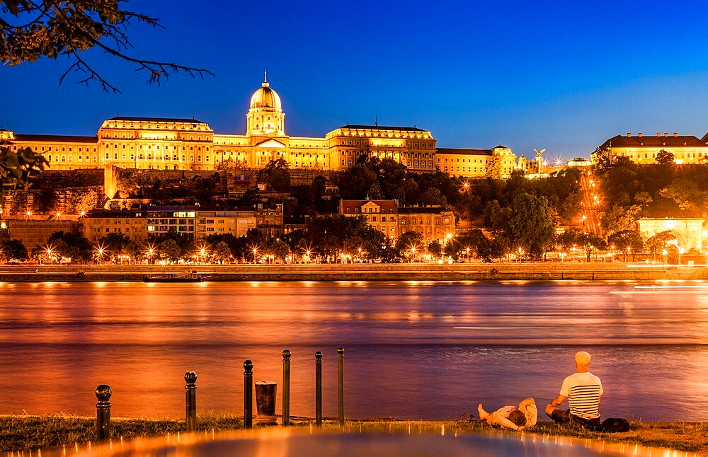 Buda Castle (Royal Palace) at night, Budapest, Romania, Europe