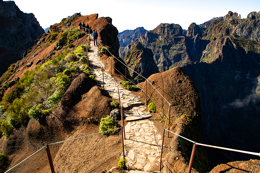 Landscape on the trek between Arieiro peak and Ruivo peak of Madeira island, Portugal