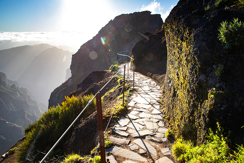 Landscape on the trek between Arieiro peak and Ruivo peak of Madeira island, Portugal