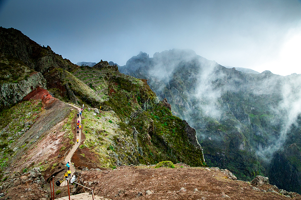 Landscape on the trek between Arieiro peak and Ruivo peak of Madeira island, Portugal