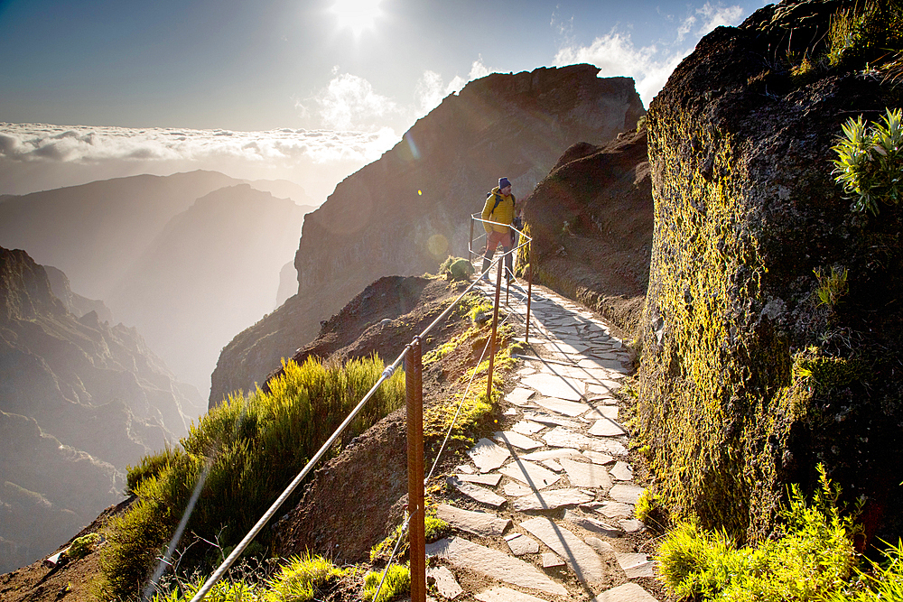 view of the mountains and rocks near Arieiro peak - the highest point of Madeira island, Portugal