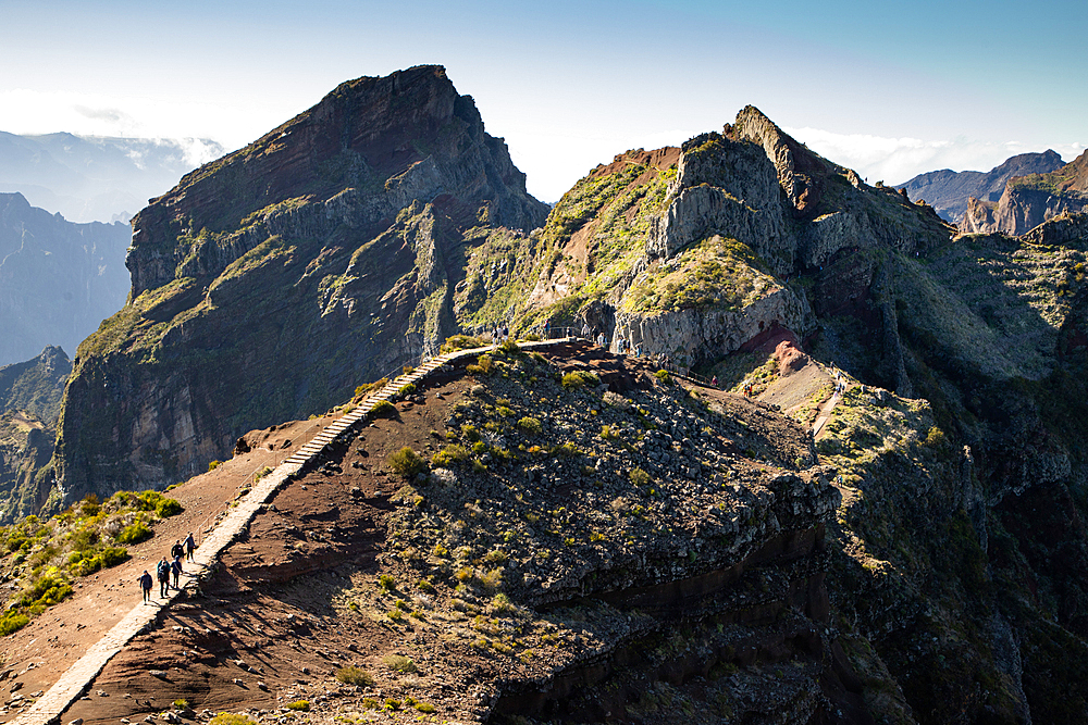 view of the mountains and rocks near Arieiro peak - the highest point of Madeira island, Portugal